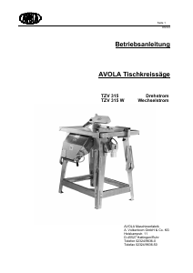 Bedienungsanleitung Avola TZV 315 Tischsäge