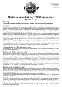 Bedienungsanleitung Filmer 77.723 Kompressor