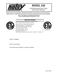 Manual Hotsy 558 Pressure Washer