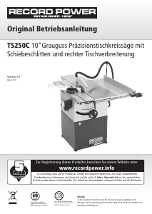 Bedienungsanleitung Record Power TS250C Tischsäge