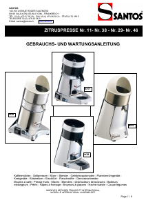 Bedienungsanleitung Santos 11 Zitruspresse
