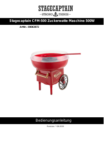 Bedienungsanleitung Stagecaptain CFM-500 Zuckerwattemaschine