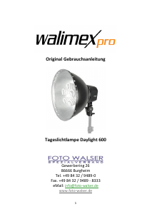 Bedienungsanleitung WalimexPro Daylight 600 Tageslichtlampe