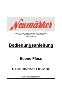 Bedienungsanleitung Neumärker Econo Floss Zuckerwattemaschine