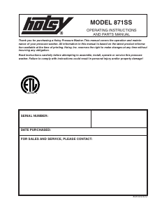 Handleiding Hotsy 871SS Hogedrukreiniger