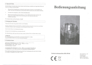 Bedienungsanleitung Helo HE-ZW18 Zuckerwattemaschine