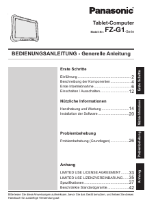 Bedienungsanleitung Panasonic FZ-G1 Tablet