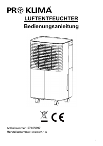 Handleiding Proklima D020R2A-10L Luchtontvochtiger