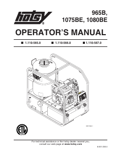Manual Hotsy 1075BE Pressure Washer