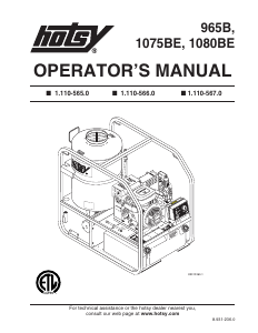 Manual Hotsy 1080BE Pressure Washer