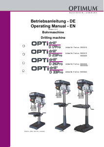 Bedienungsanleitung Optimum D 23Pro Optidrill Tischbohrmaschine