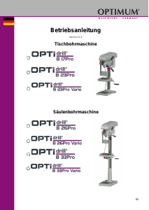 Bedienungsanleitung Optimum B 17Pro Optidrill Tischbohrmaschine