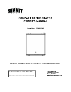 Handleiding Summit FFAR25L7SS Koelkast
