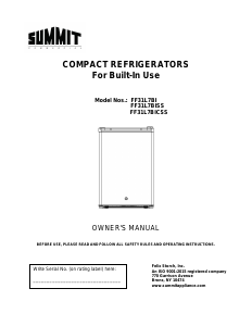 Handleiding Summit FF31L7BICSS Koelkast