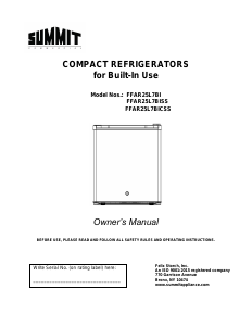 Handleiding Summit FFAR25L7BICSS Koelkast