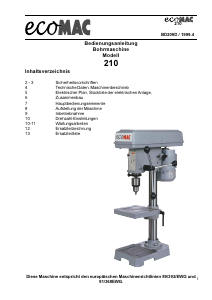 Bedienungsanleitung ecoMAC 210 Tischbohrmaschine