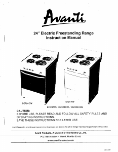 Manual Avanti DER24CW Range