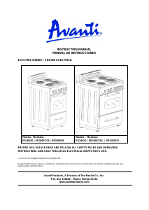Manual de uso Avanti ER2003CB Cocina