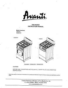 Manual Avanti G20AW Range