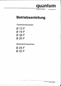 Bedienungsanleitung Quantum B 13 F Tischbohrmaschine