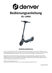 Bedienungsanleitung Denver SEL-10800 Elektroroller
