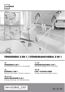 Manual Livarno IAN 425845 Cremalheira de secagem da roupa