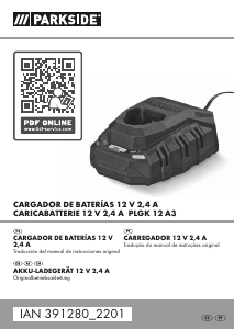 Manual Parkside IAN 391280 Carregador de pilhas