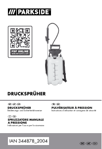 Manuale Parkside IAN 344878 Spruzzatore da giardino