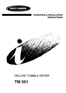 Manual Tricity Bendix TM 551 Dryer