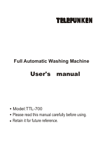 Manual Telefunken TTL700 Washing Machine