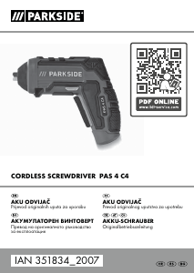 Priručnik Parkside IAN 351834 Odvijač