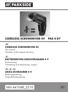 Bruksanvisning Parkside IAN 441048 Skruvdragare