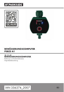 Bedienungsanleitung Parkside IAN 356374 Bewässerungscomputer
