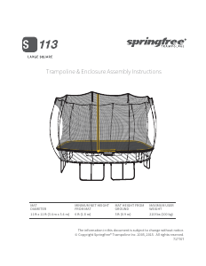 Manual Springfree S113 Large Square Trampoline