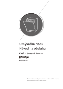 Návod Gorenje GI520E15X Umývačka riadu