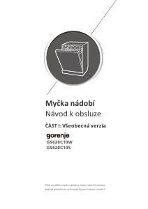 Manuál Gorenje GS620C10W Myčka na nádobí