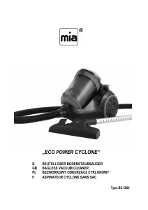 Manual Mia BS 5562 Eco Power Cyclone Vacuum Cleaner