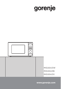 Käyttöohje Gorenje MO20A3B Mikroaaltouuni