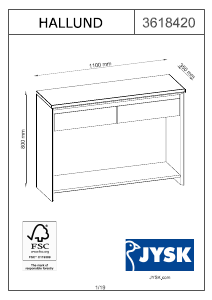 Brugsanvisning JYSK Hallund Sidebord