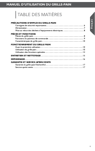 Mode d’emploi KitchenAid 5KMT221EAC Grille pain