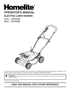 Manual Homelite UT13120 Lawn Mower