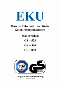 Bedienungsanleitung EKU GS-850 Geschirrspüler