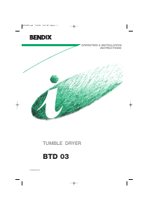 Manual Bendix BTD 03 Dryer