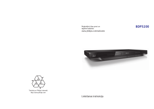 Rokasgrāmata Philips BDP5200 Blu-ray atskaņotājs
