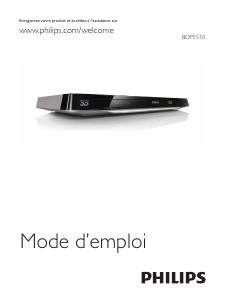 Mode d’emploi Philips BDP5510 Lecteur de blu-ray