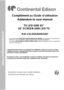 Handleiding Continental Edison CELED43UHD21B7 LED televisie