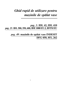 Manual Indesit DFG 051 EU Maşină de spălat vase