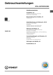 Bedienungsanleitung Indesit BAAN 134 Kühl-gefrierkombination