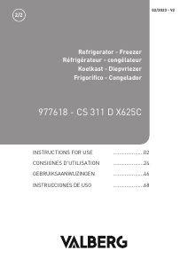 Handleiding Valberg CS 311 D X625C Koel-vries combinatie