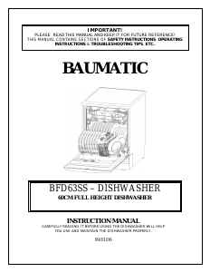 Manual Baumatic BFD63SS Dishwasher